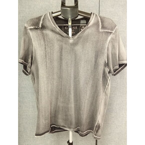 Guess Charcoal Distressed Short Sleeve Tee - Picture 1 of 6